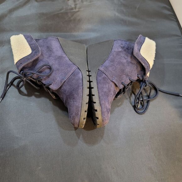 NAUTICA SUEDE WEDGE FAUX FUR INSOLE WOMENS LACE UP BOOTIE - Picture 14 of 15